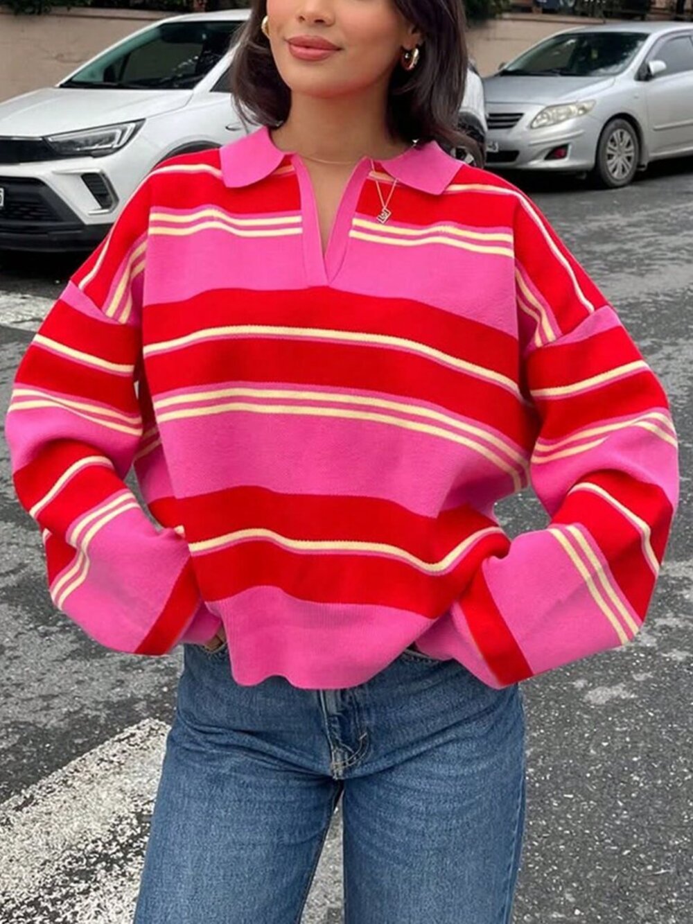 Multicolor Elegant Women's Striped Comfortable Tie-Front Cardigan - Picture 10 of 11